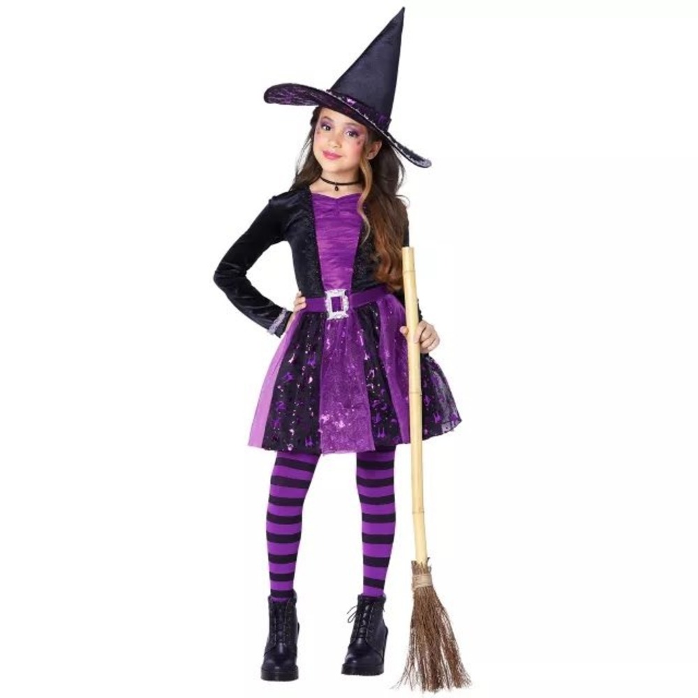 Spirit of Halloween Purple Witch Costume with Hat Size Small‎ 4-6 Girl